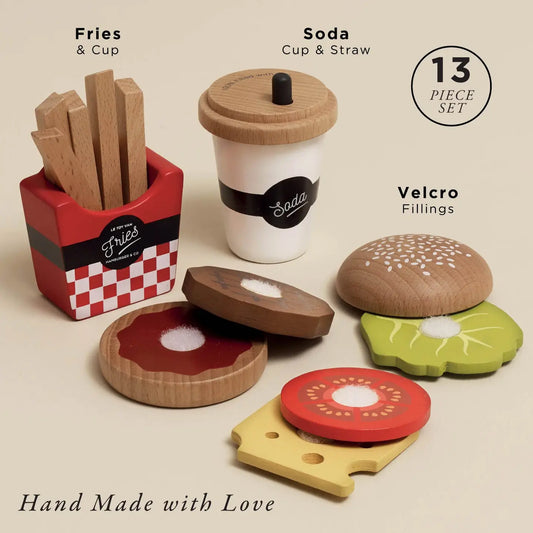 Wooden Gourmet Hamburger Play Set