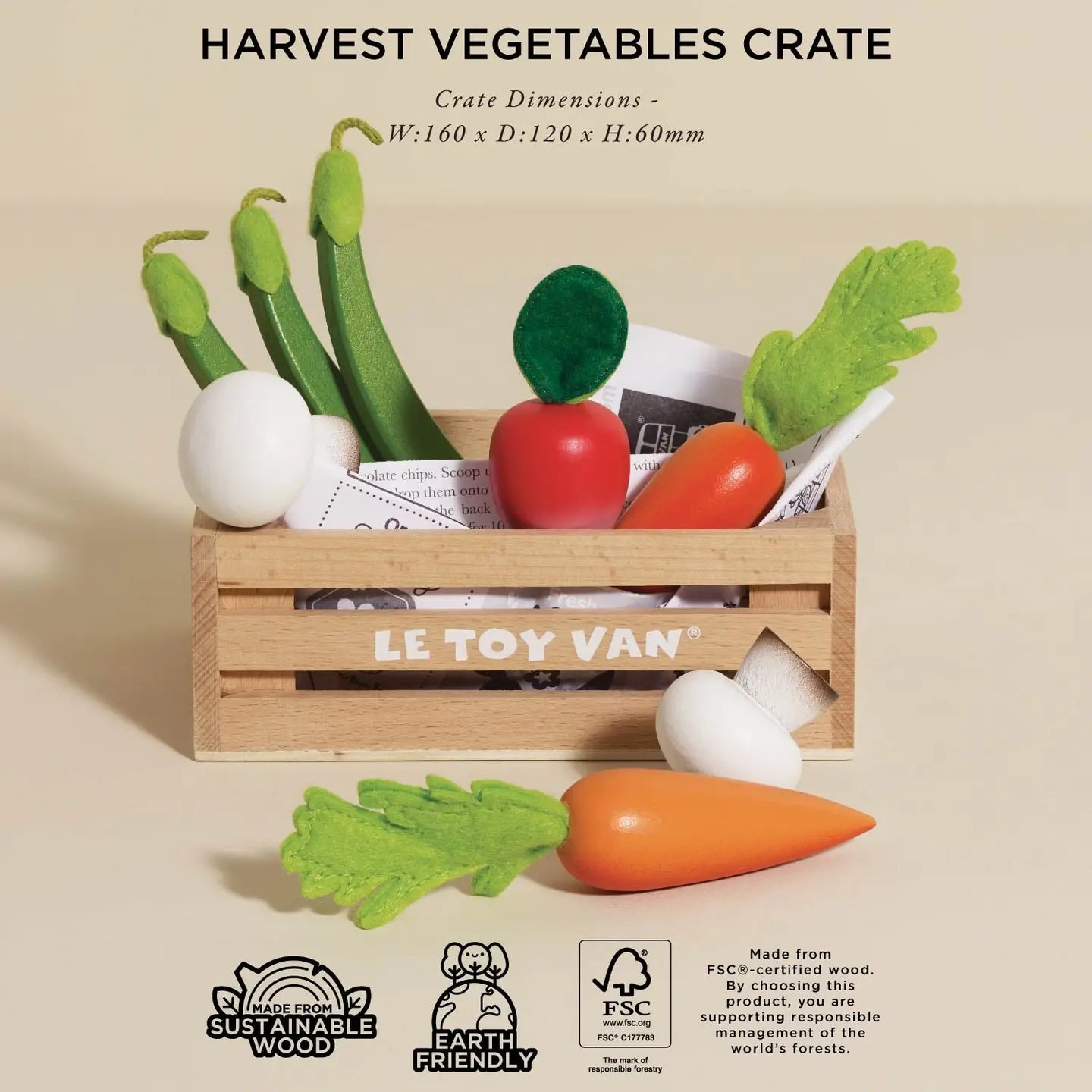 Harvest Veggies Wooden Crate