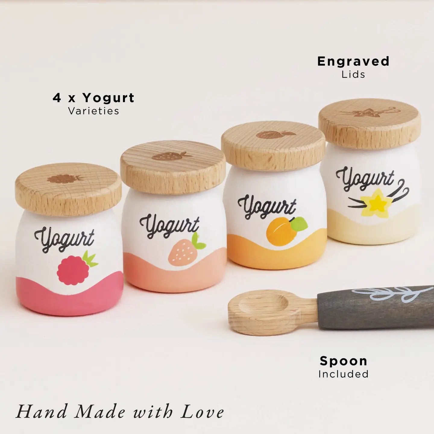 Wooden Yogurt Play Food Pack Play Set