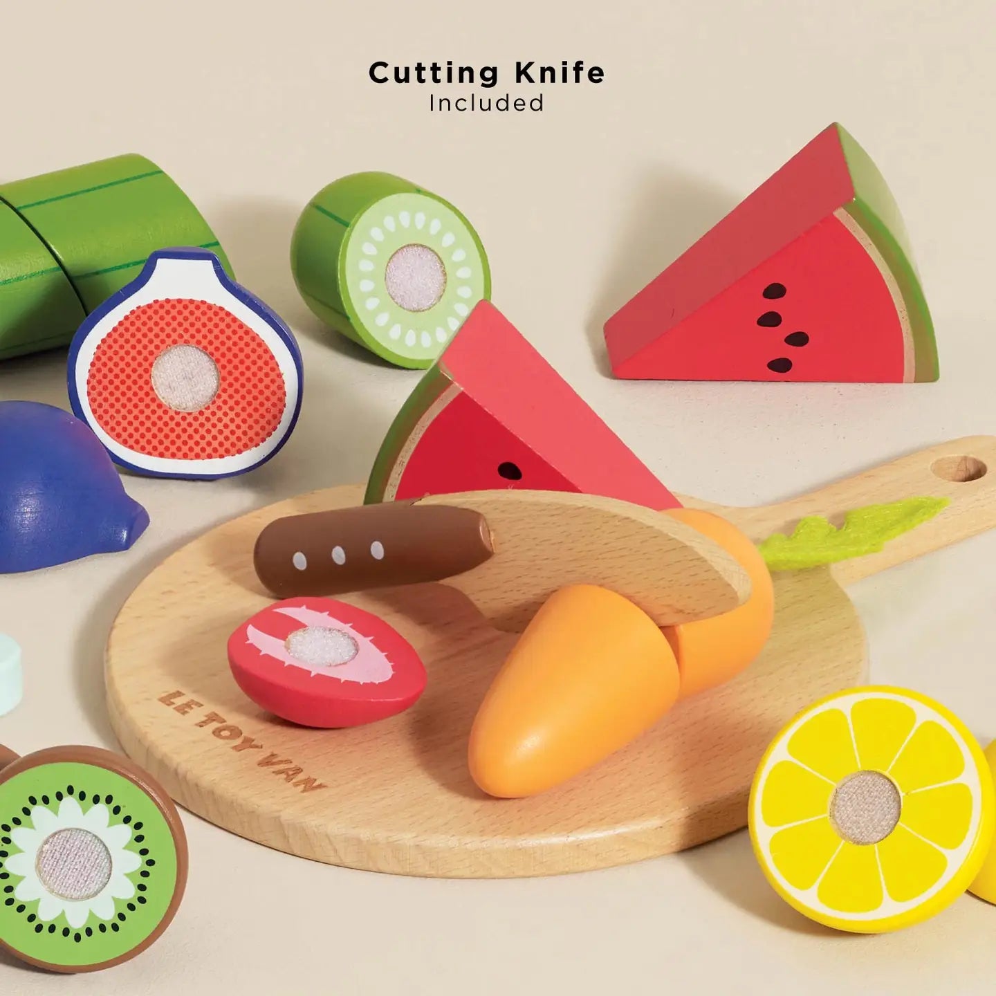 Wooden Chopping Board & Food Play Set