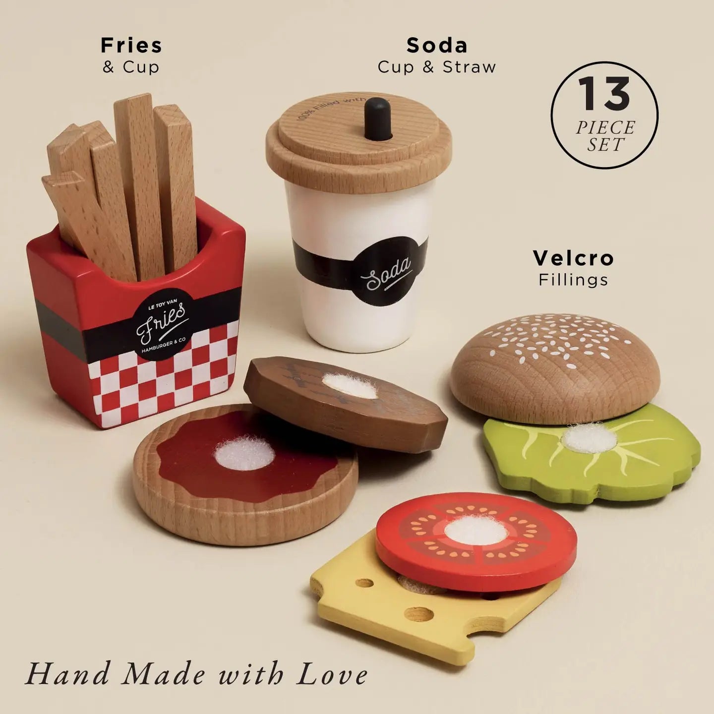 Wooden Gourmet Hamburger Play Set