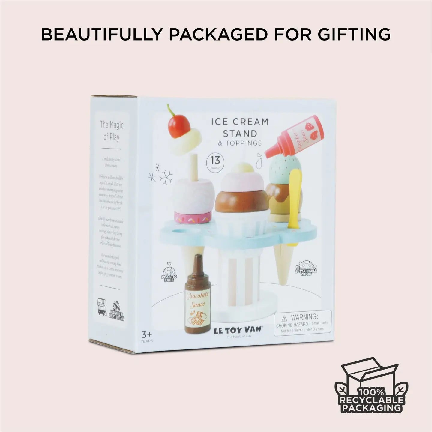 Wooden Ice Cream Stand & Toppings Play Set