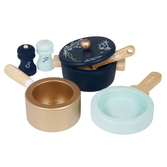Wooden Pots & Pans Kitchen Accessories Play Set