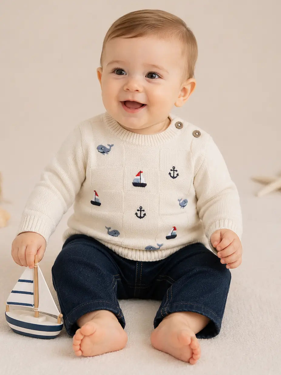 Miles Nautical Baby Pullover