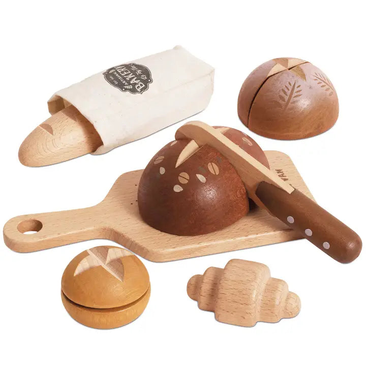 Wooden Artisan Bread & Knife Play Set