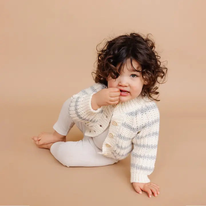 Rib Knit Stripe Cardigan Sweater