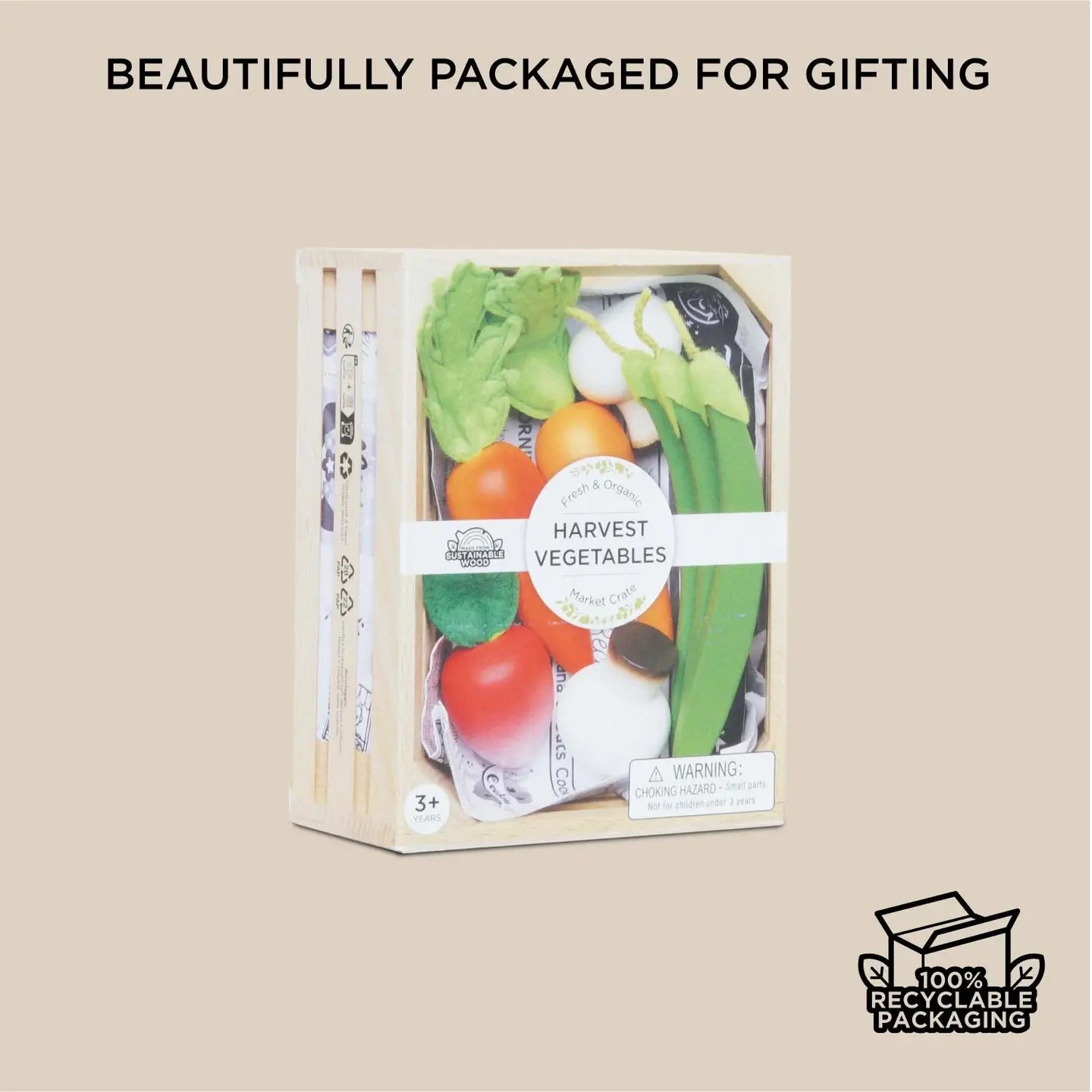 Harvest Veggies Wooden Crate