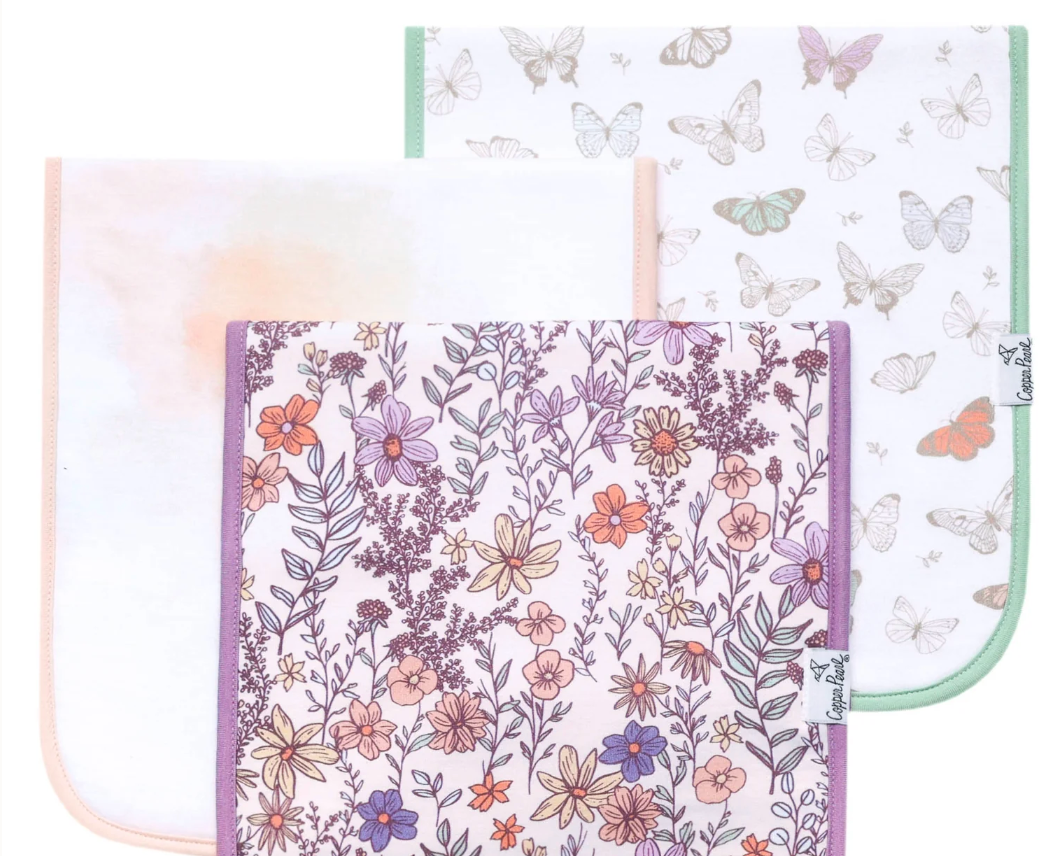 Flora Burp Cloths - Set of 3
