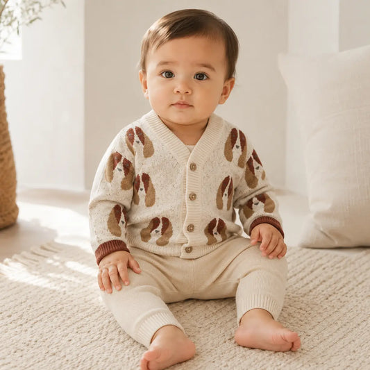 Dog Jacquard Baby Cardi