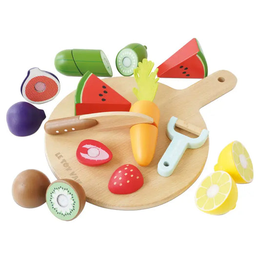 Wooden Chopping Board & Food Play Set