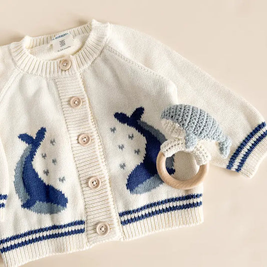 Cotton Whale Cardigan Sweater
