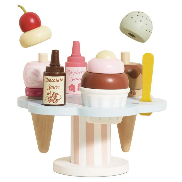 Wooden Ice Cream Stand & Toppings Play Set