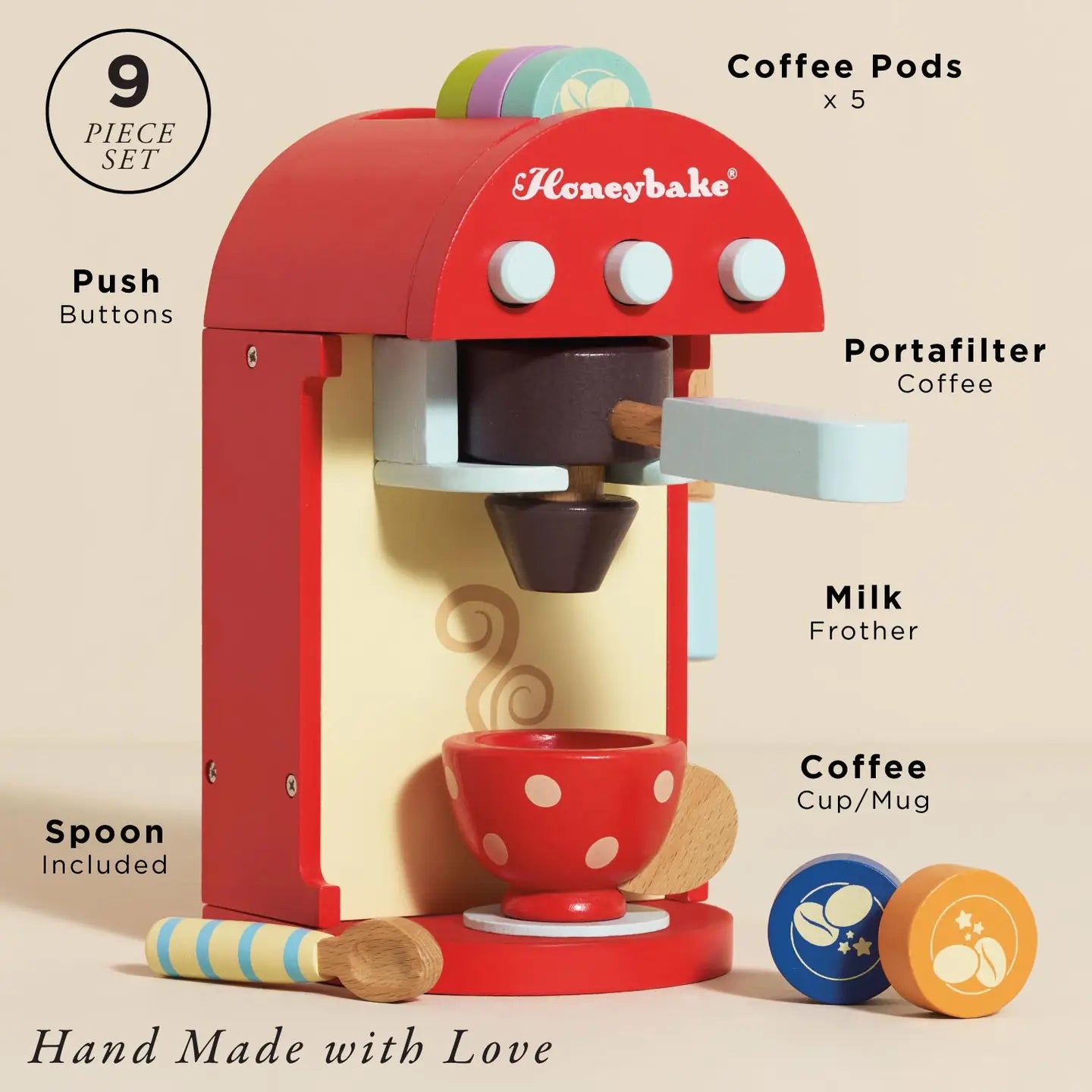 Wooden Coffee Machine & Pods Play Set