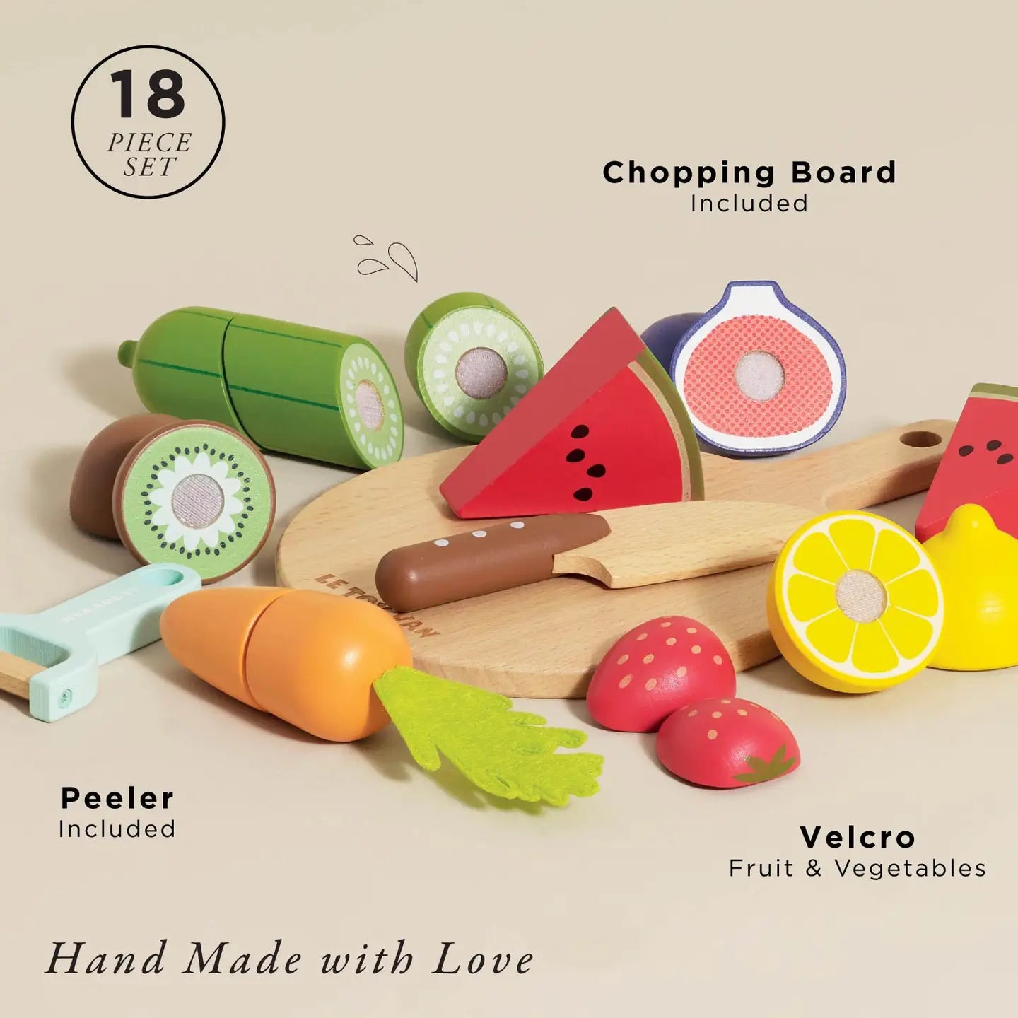 Wooden Chopping Board & Food Play Set