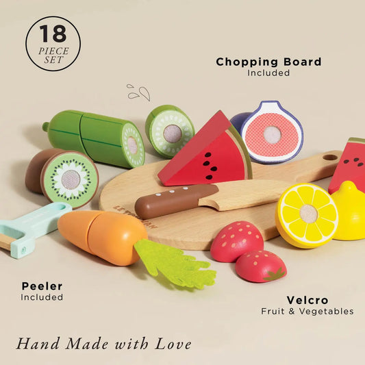 Wooden Chopping Board & Food Play Set